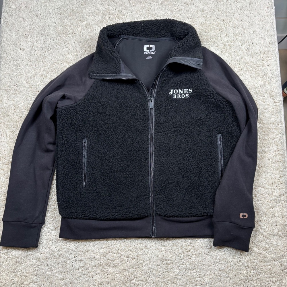 OGIO Jones Bros Fleece Lined Full Zip Jacket Womens L Black Athletic Outerwear